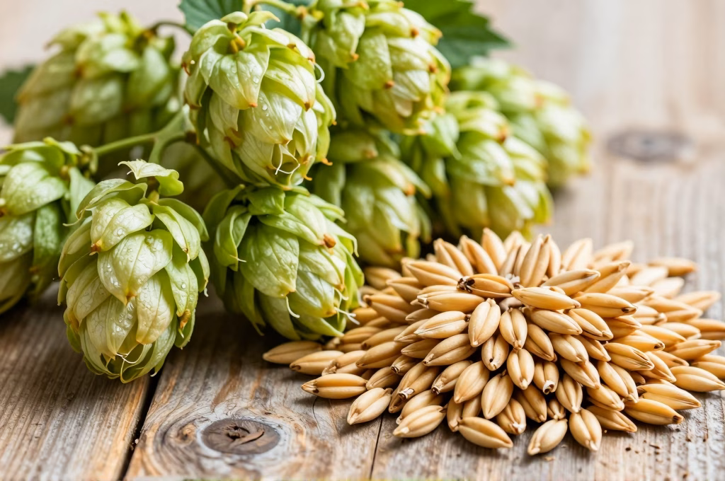 Houblon frais et malt d orge, ingrédients de la bière artisanale