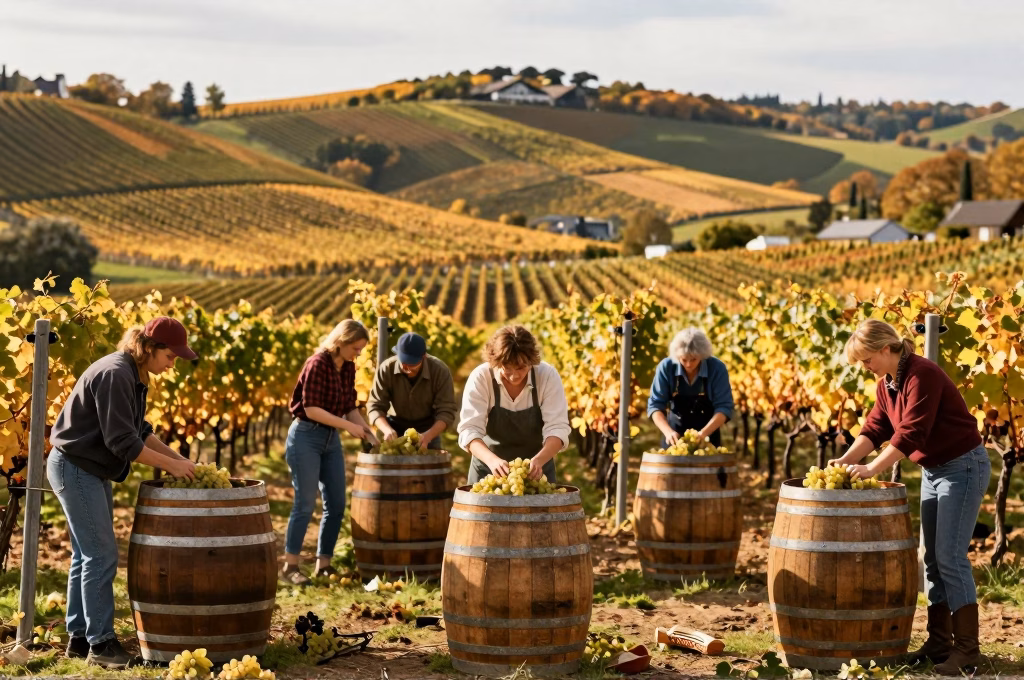 Fête des vendanges traditionnelle dans un vignoble français en automne