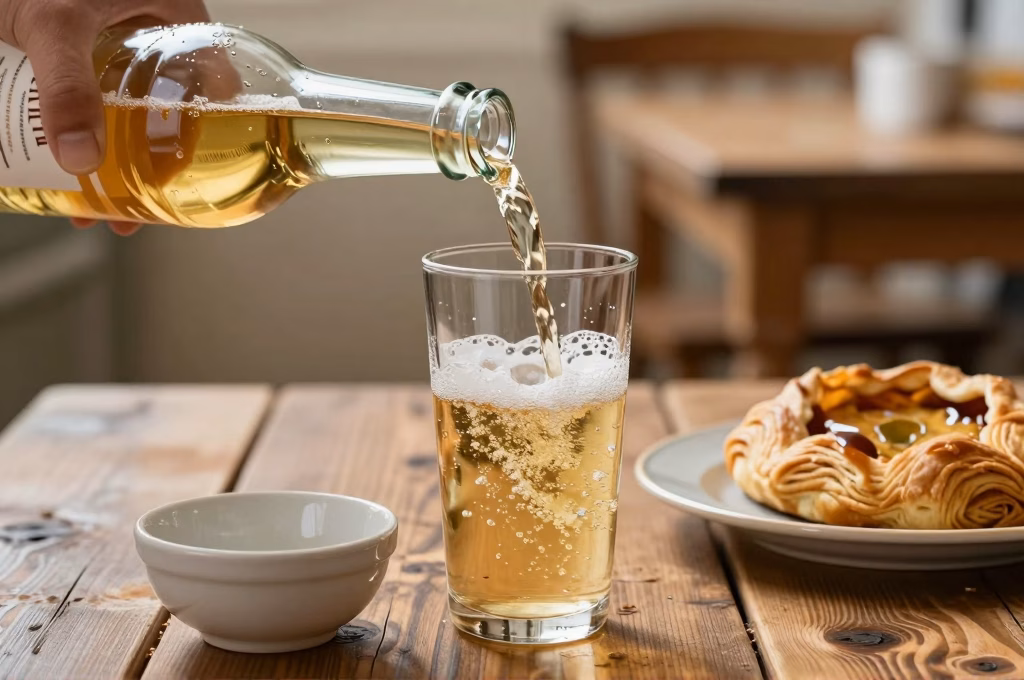 Dégustation de cidre artisanal dans une bolée traditionnelle bretonne