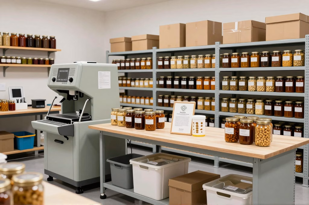 Atelier de production artisanale avec ��quipements pour transformation alimentaire