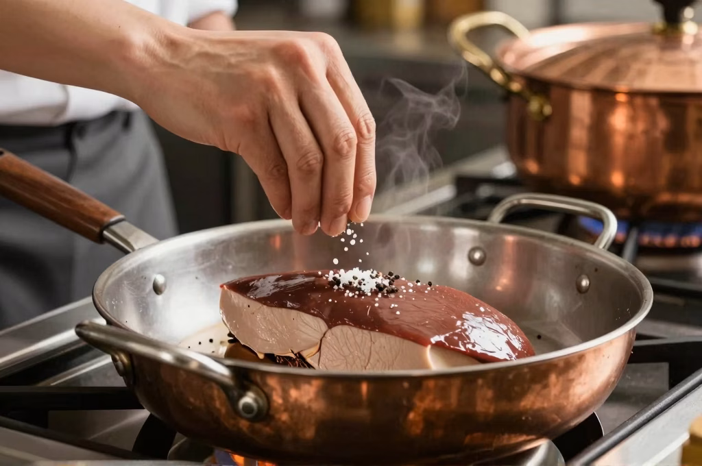 Préparation artisanale du foie gras dans une cuisine traditionnelle