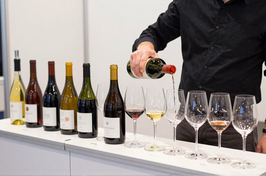 Stand de dégustation de vins lors d'une foire gastronomique