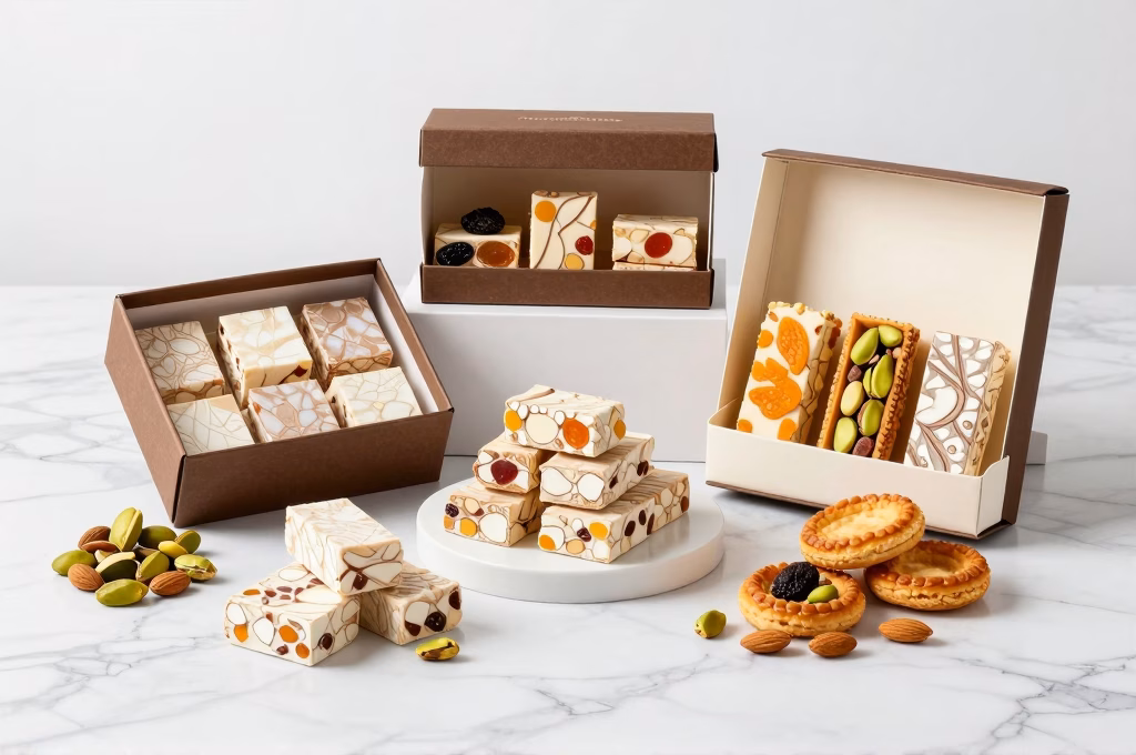 Assortiment de confiseries artisanales nougat et douceurs aux fruits secs