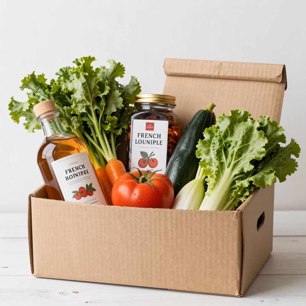 Box de produits regionaux livree avec specialites locales et produits fermiers