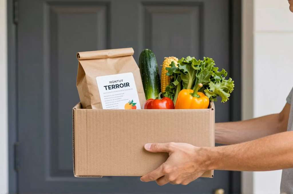 Réception d'une box terroir par abonnement livrée à domicile