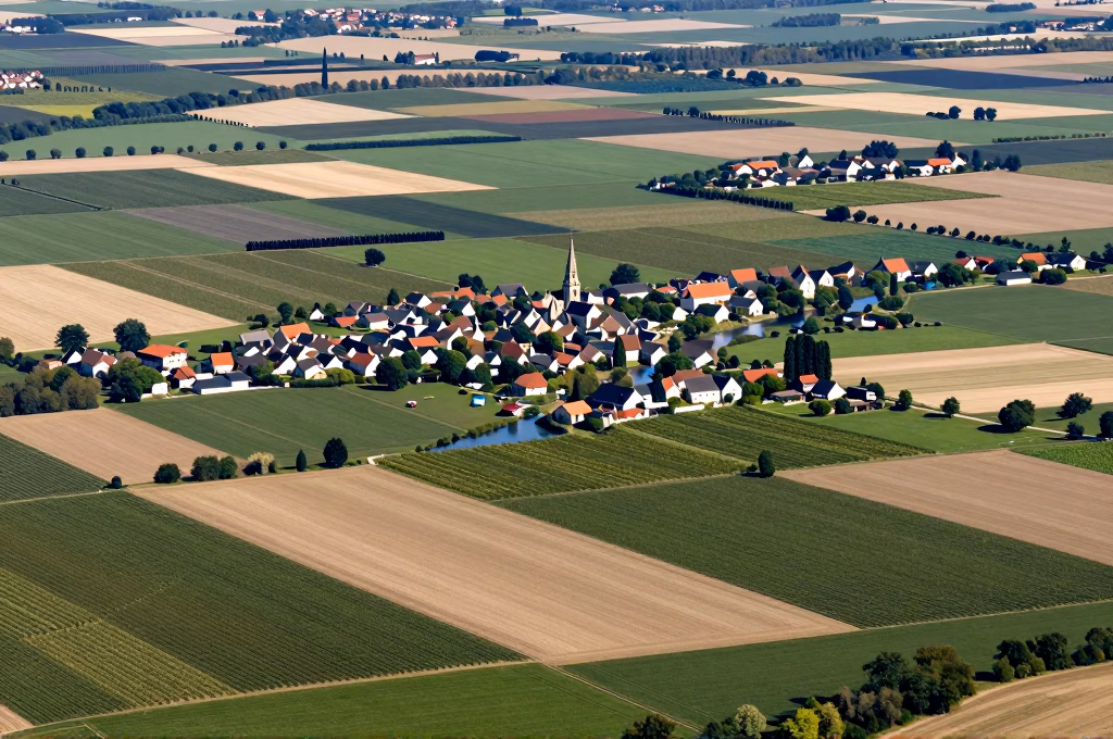 Paysage de campagne francaise avec mosaique de champs vignobles vergers et paturages