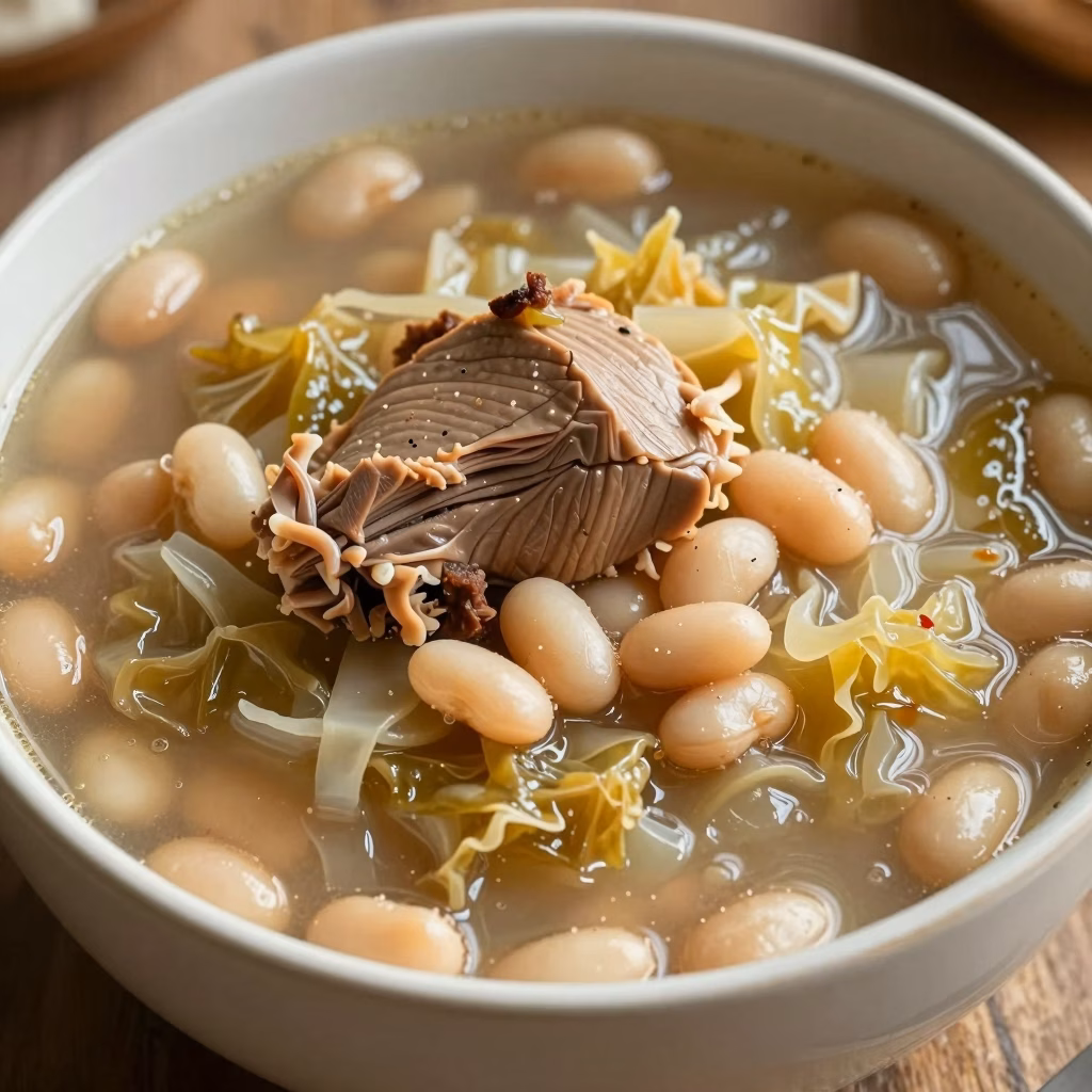Garbure bearnaise soupe epaisse aux legumes haricots et confit