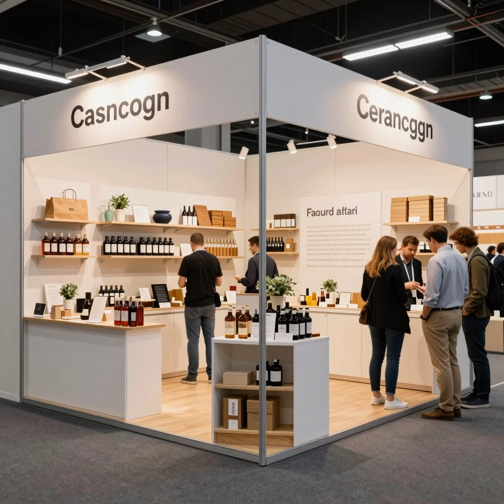 Salon professionnel des produits regionaux avec stands elegants et artisans