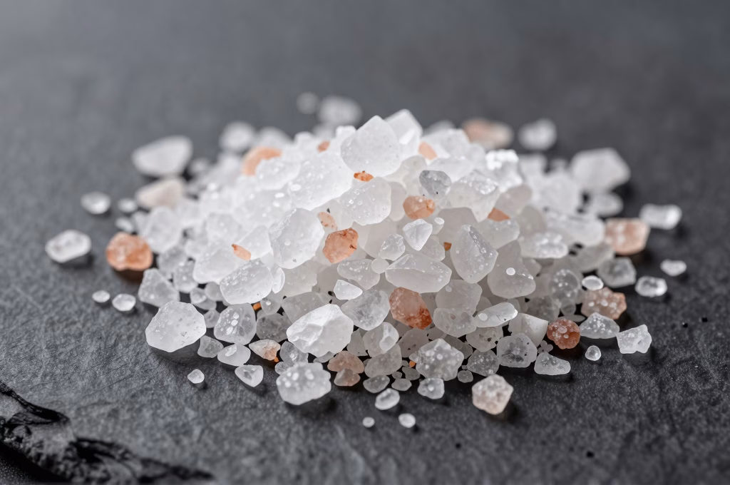 Cristaux de fleur de sel de Guérande en gros plan