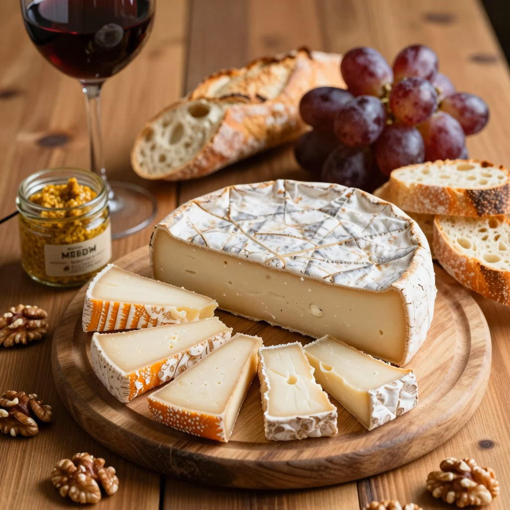 Plateau de fromages bourguignons avec Époisses, Brillat-Savarin et accompagnements gastronomiques