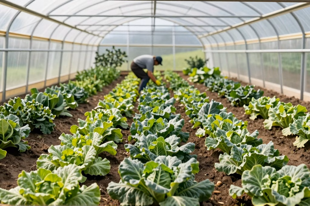 Maraîcher récoltant des légumes biologiques dans son potager en circuit court